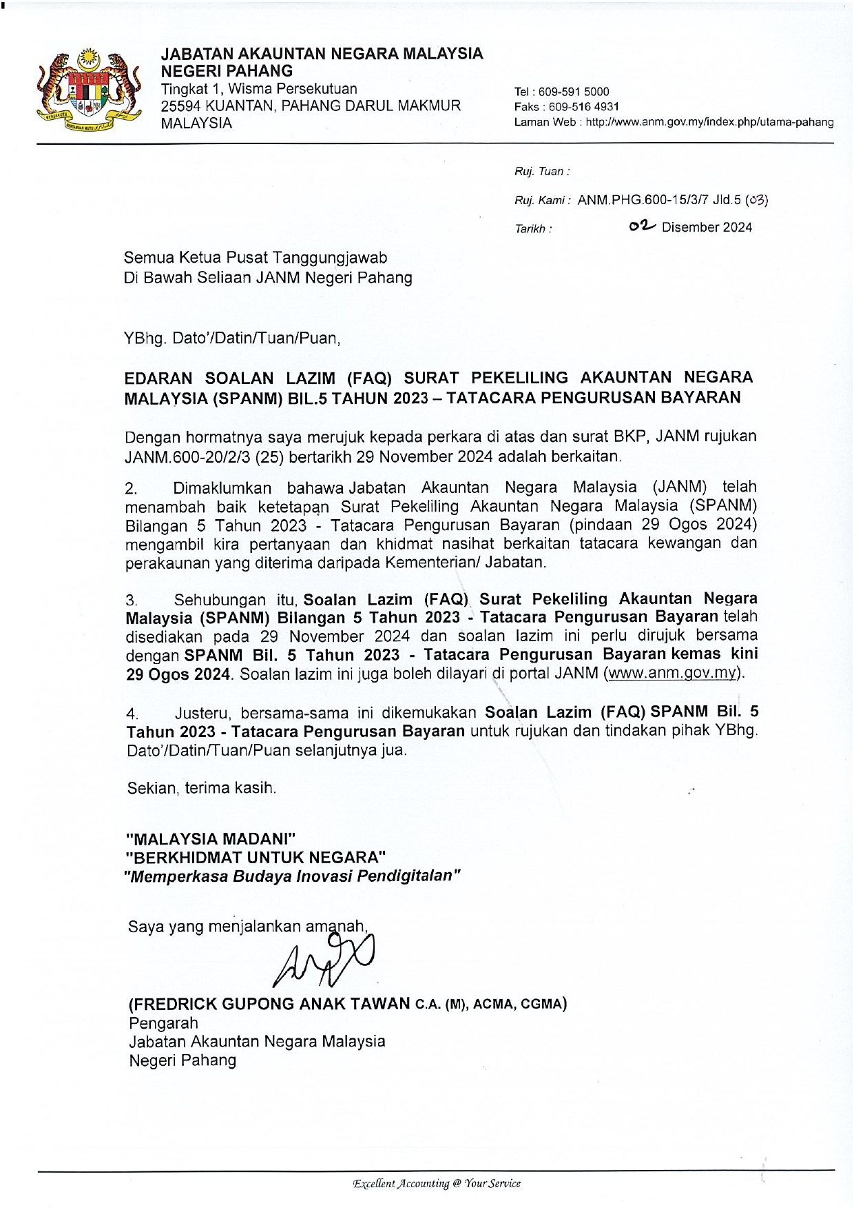 EDARAN SOALAN LAZIM FAQ SPANM BIL 5 TAHUN 2023 TATACARA PENGURUSAN BAYARAN page 0001