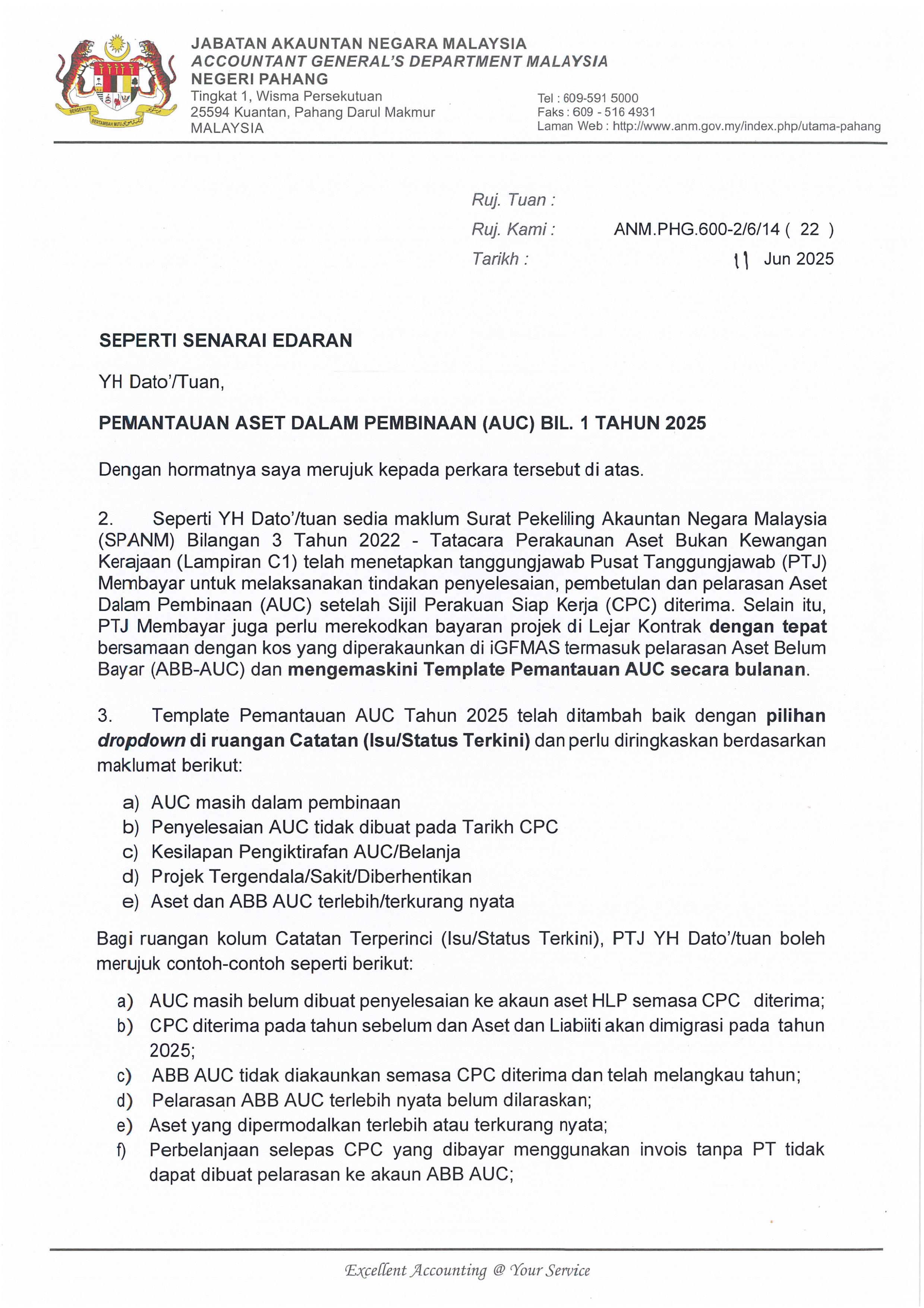 SURAT PEMANTAUAN ASET DALAM PEMBINAAN