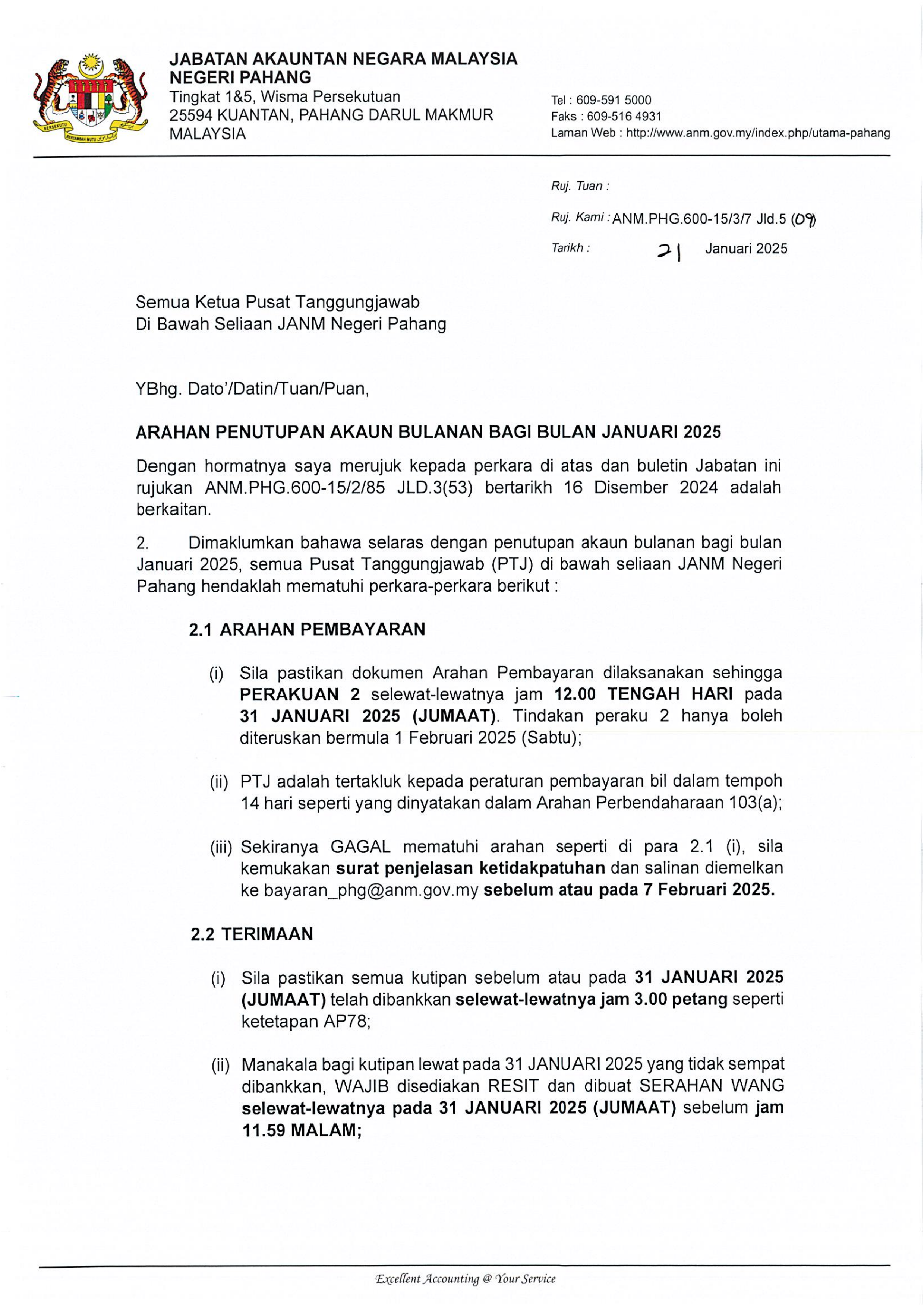 BULETIN PENUTUPAN AKAUN JANUARI 2025